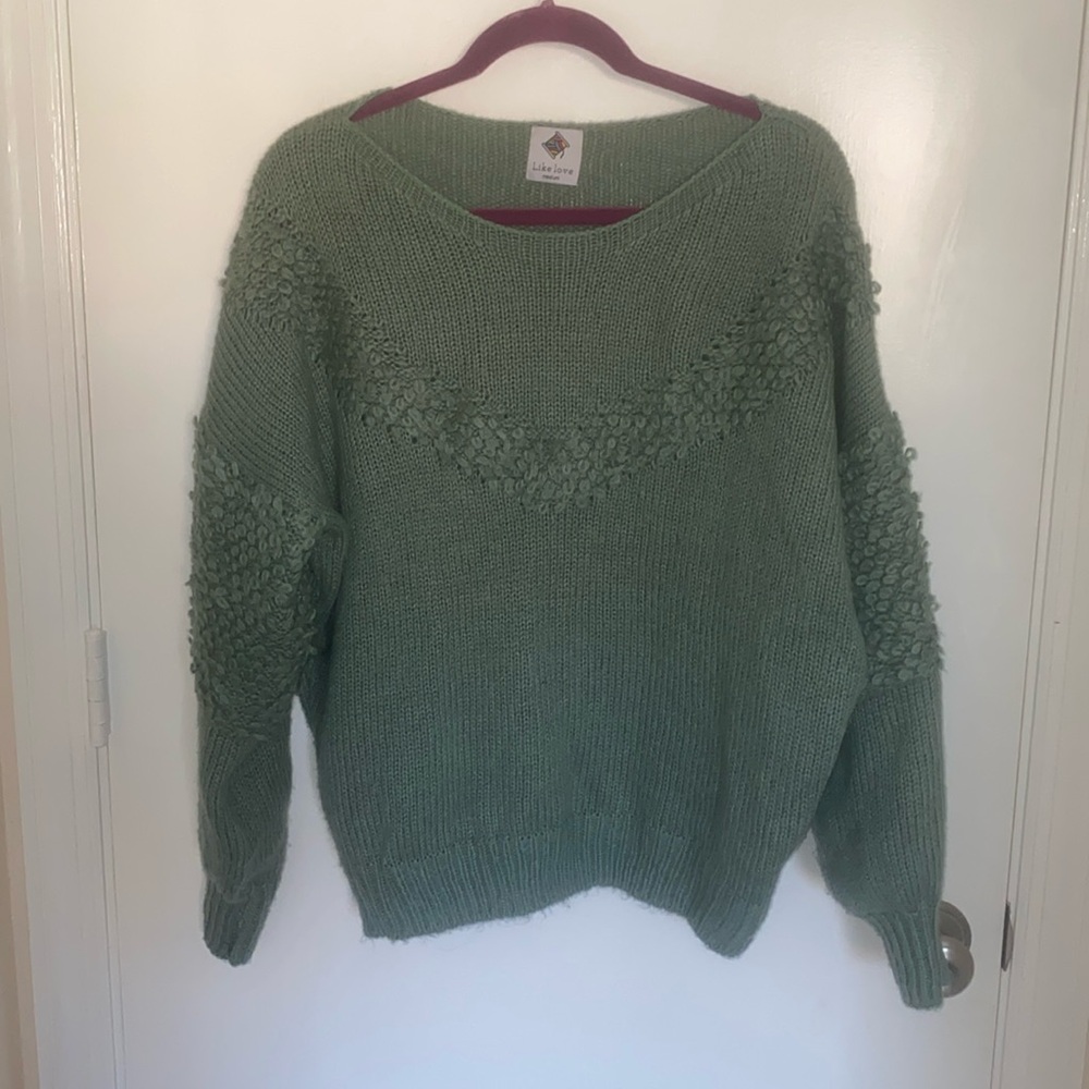 Green Chevron cozy sweater size medium
